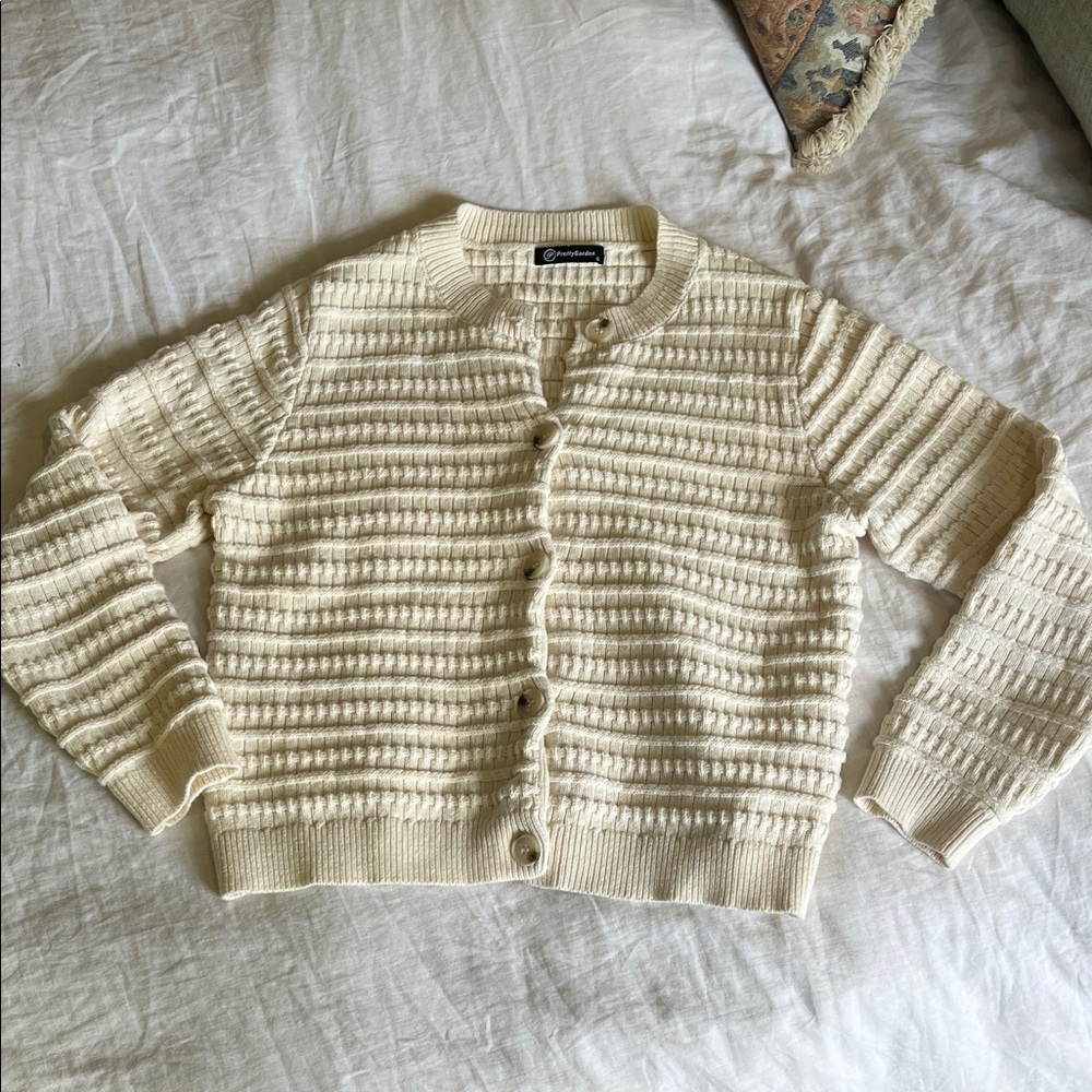Cream Button-Up Cardigan
